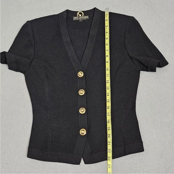 St. John Black Knit Cardigan with Gold Accents - Picture 7 of 11